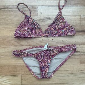 J. Crew Pink Paisley Print Triangle Bikini